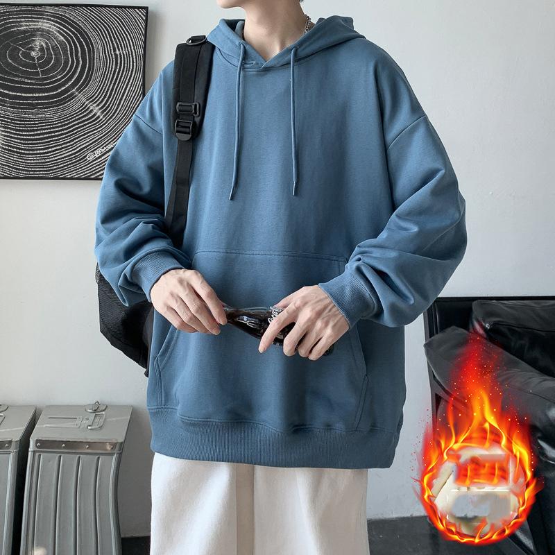 Весна Осень Повседневная толстовка с капюшоном Удобная толстовка с капюшоном Мужская свободная толстовка с однотонным пуловером Молодежная спортивная толстовка