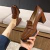 Fashion New Vintage College Style Women Loafer Shoes Fashionable Shallow Slip On Female Elegant Thick Heel Commuting Shoes Zapatos Mujer