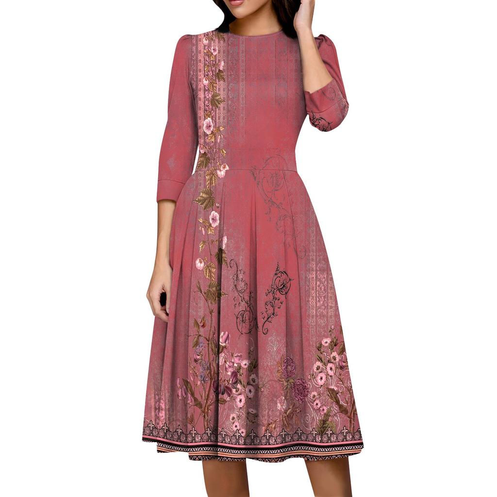 Женское повседневное и модное платье с карманом на рукаве 3/4 и молнией сзади