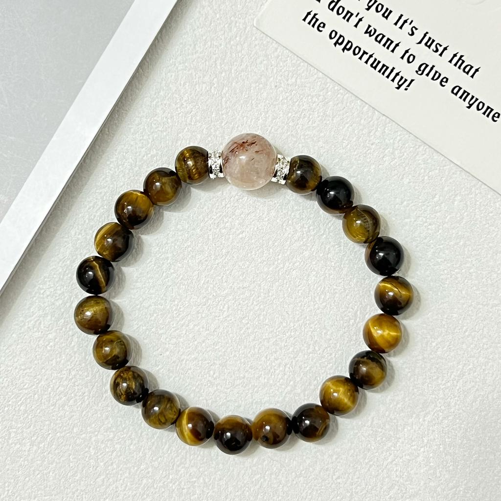 Tiger Eye Stone Beaded Bracelets for Women 8mm Round Beads Semi-Precious Gemstones Bangle DIY Jewelry Gifts