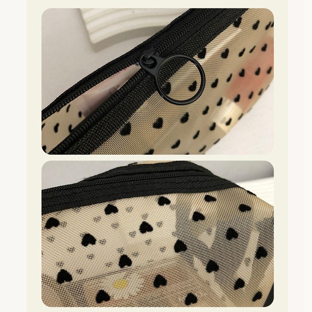 Multifunction Mesh Makeup Bag Black/White/Beige Lipstick Organizer Bags