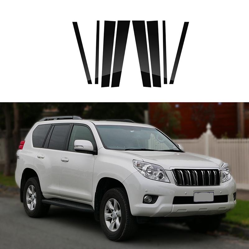 8pcs Glossy Piano Black Car Window Pillar Posts Door Trims Cover Fit For Toyota Land Cruiser Prado J150 2010-2023