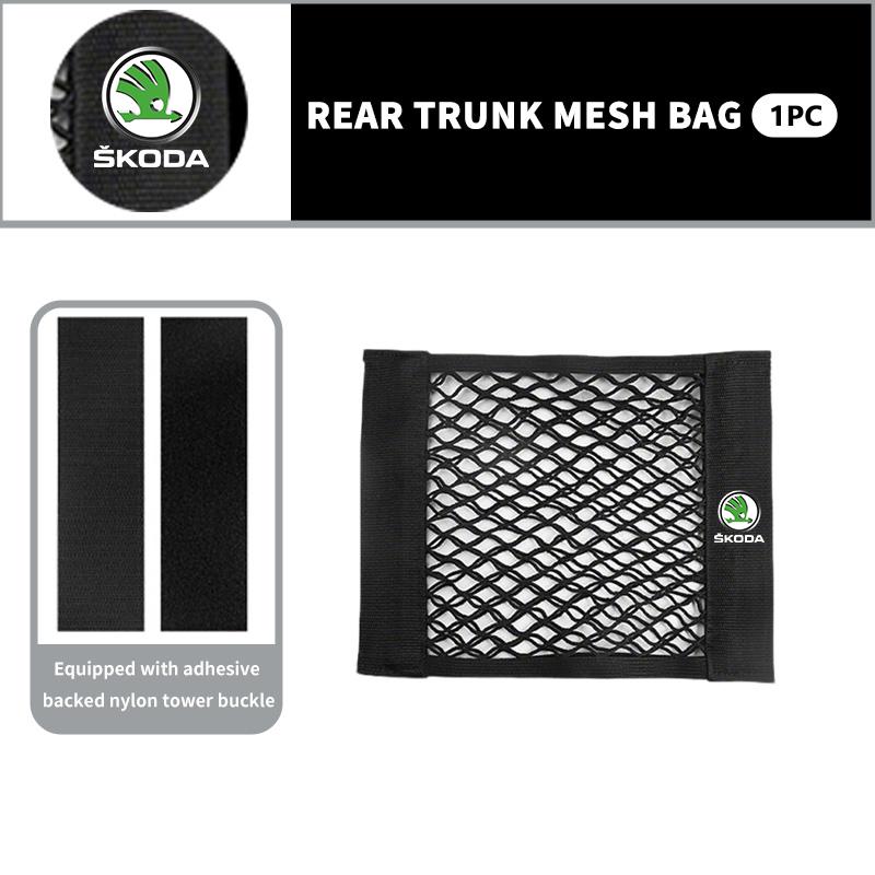 Car Rear Trunk Net Mesh Elastic Nylon Back Cargo Storage Organizer Holder Auto Accessories For Skoda Fabia Kamiq Superb Scala CB4