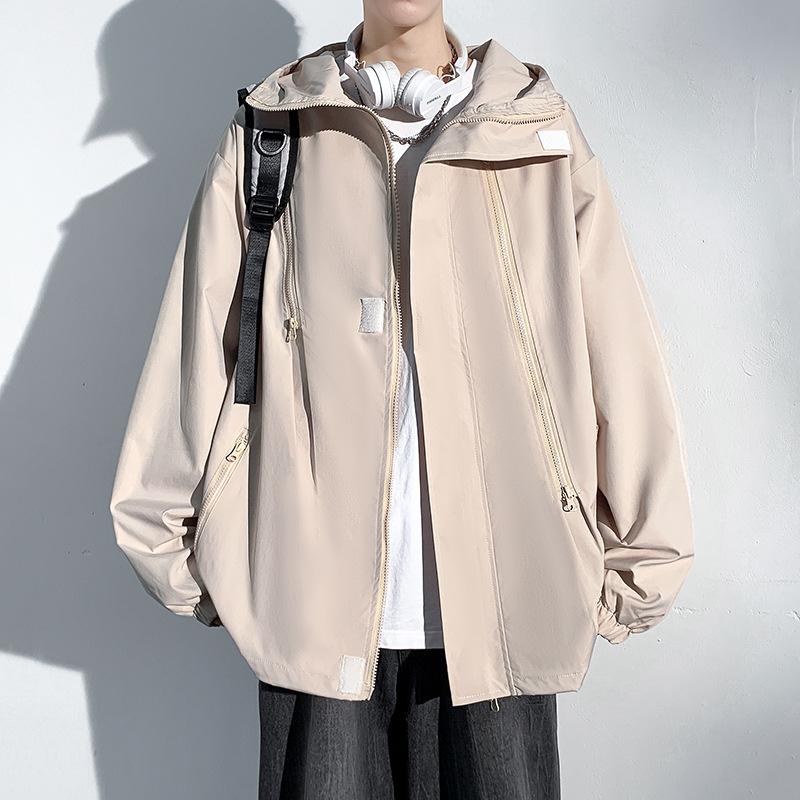 Jacket Men's Spring and Autumn New Hong Kong Style Large Size Hooded Jacket Long-sleeved Casual Loose Versatile Top