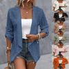 Women Spring Autumn Long Sleeve Button Solid Color Loose Hollow Out Breathable Cardigan Coat