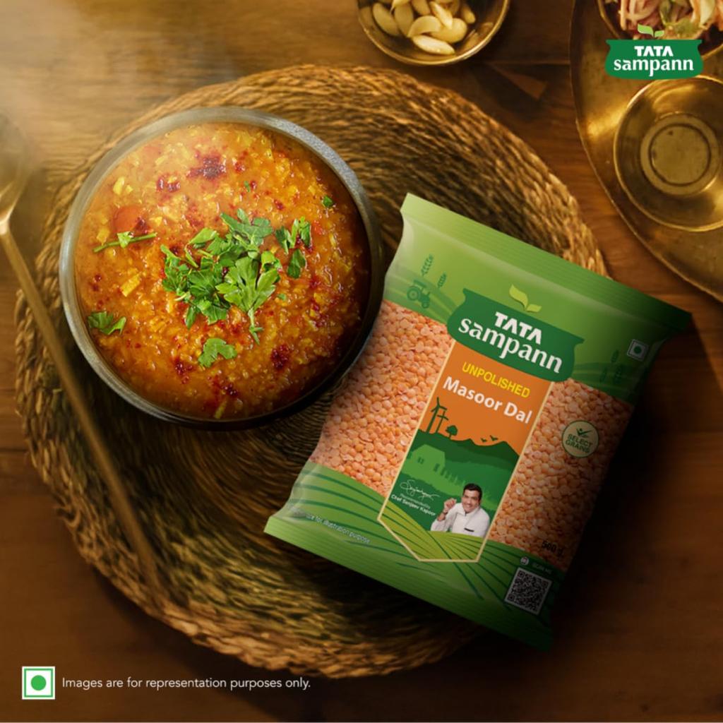 Tata Sampann Unpolished Masoor Dal Split, 500 Grams Pack of Lentils for Soups Salads and Healthy Meals