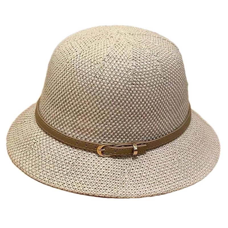 Шляпа от солнца с широкими полями, летняя защита от солнца, повседневные кепки, кожаные шляпы с пряжкой для рыбалки, женские соломенные кепки для отдыха на природе и пляжа
