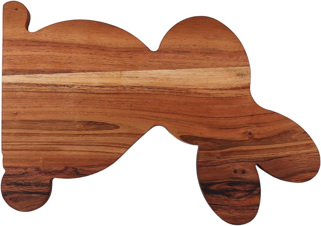 Bunny Shaped Wood Serving Board, Wood Cutting Board for Kitchen, Wooden Charcuterie Boards, Funny Serving Platter for Cheese and Food, 14.3" X 10.5"