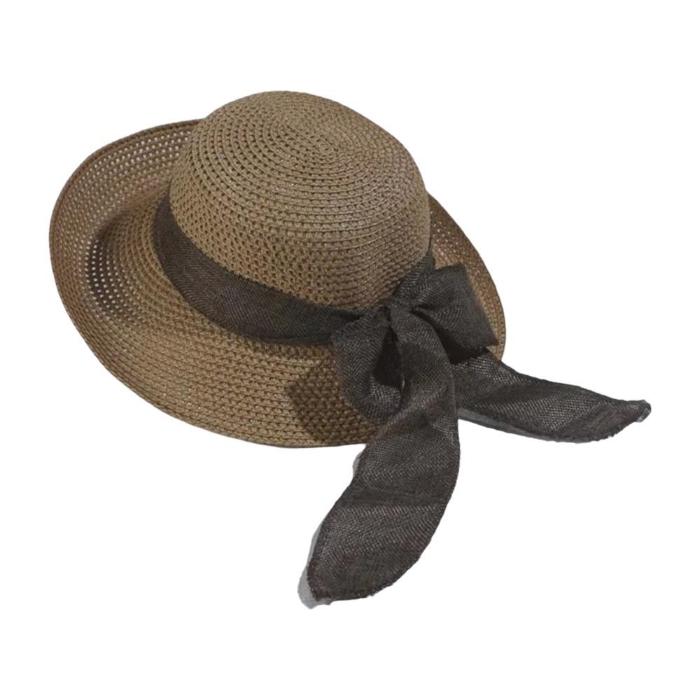 Portable Big Brimmed Woven Cap Hollow Out Bucket Hat Folding Sun Cap Bow Fisherman Cap  Camping