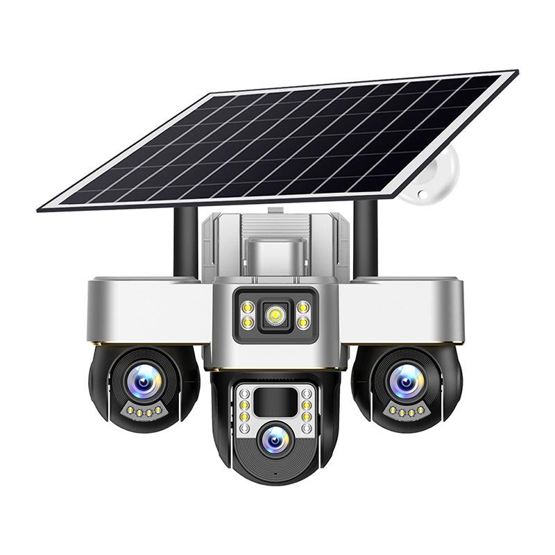 360° Cross-Border Solar-Powered PTZ Camera with Triple Ball & Screen Monitoring
