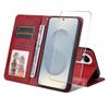 For Samsung Galaxy S25 Edge PU Leather Wallet Case ENKAY HAT PRINCE Phone Stand Cover with Tempered Glass