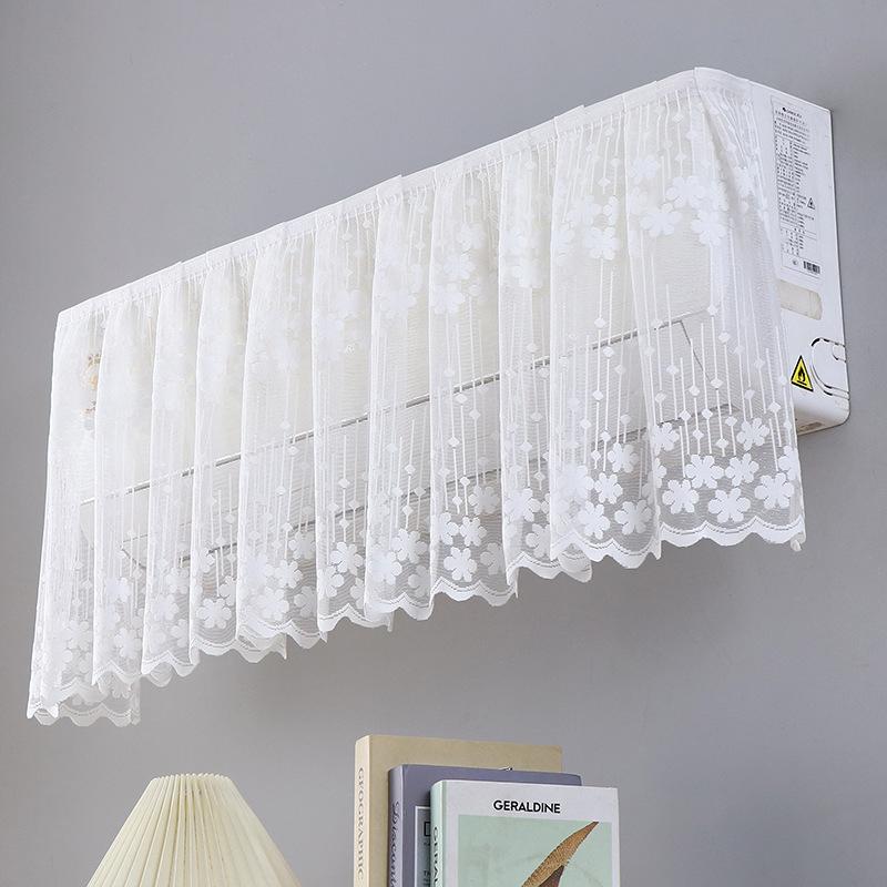 Elegant Lace Embroidered Design Anti-Direct Blowing Air Conditioner Covers Cloth Wall-Mounted Dust-Proof Case Home Decoration