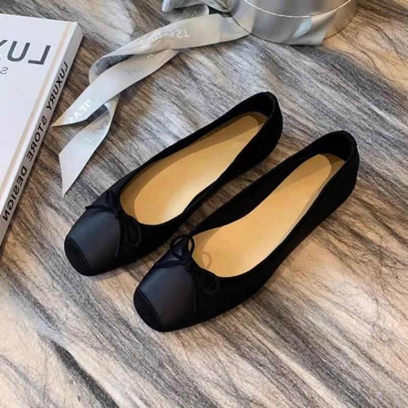 Весенние новые французские туфли-лодочки на плоской подошве с мягкой подошвой, ретро квадратным носком, простые, удобные, универсальные женские туфли
