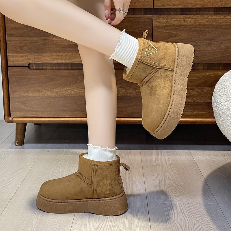 Зимние женские короткие плюшевые теплые зимние ботинки, повседневная обувь, новые замшевые ботильоны «Челси» на плоской подошве, женская обувь на платформе, Botas