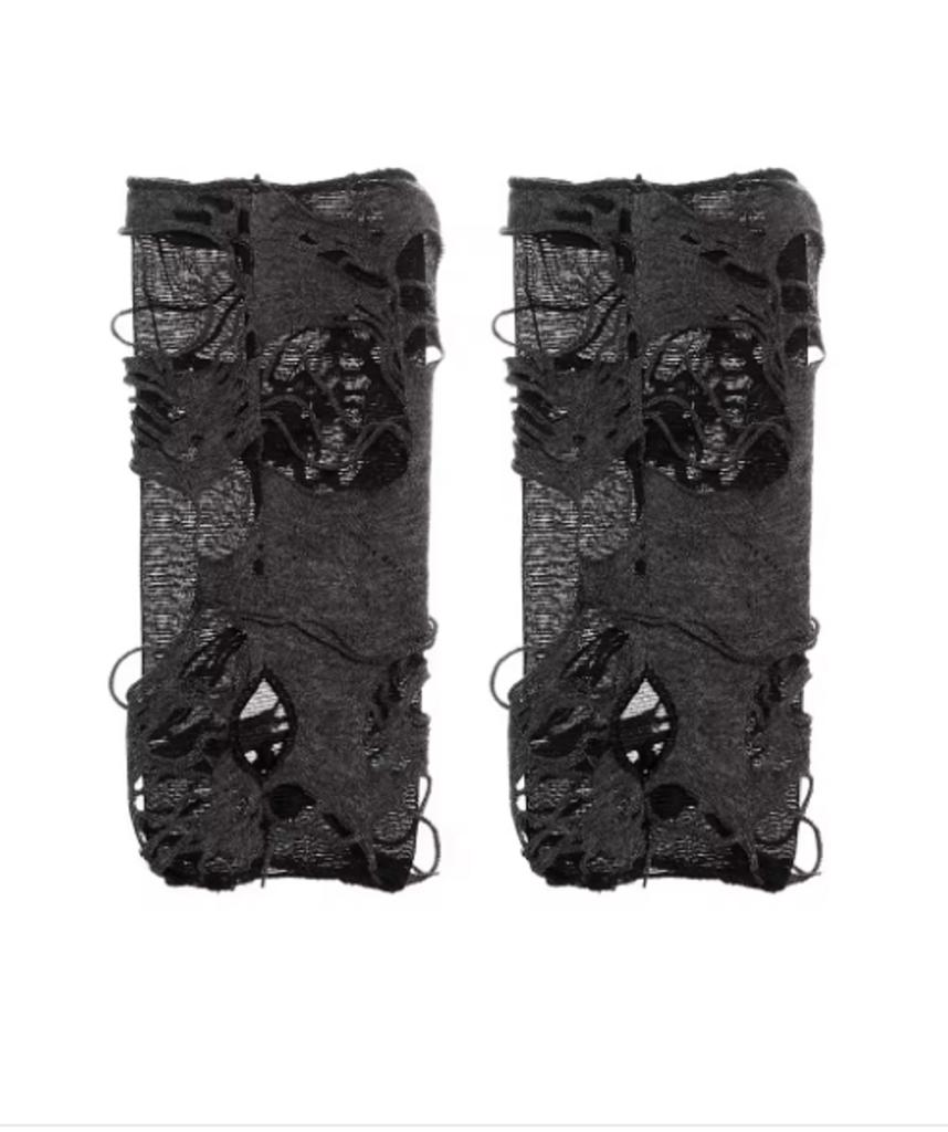 New Hot Sale Fashionable Simple Gothic Fingerless Gloves Unisex Tear Design Stretchy for Party Preparation and Durable