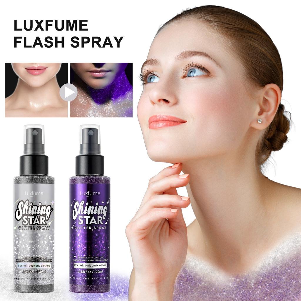 Glitter Spray For Hair And Body, Body Glitter Hairspray For Clothes, Music Festival Face Glitter For Women,Quick-Drying (100ml)
