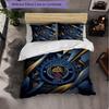 Manchester City Pattern 3 Pieces Bedding Set Soft Microfiber Duvet Cover with Pillow Cases for Bedroom