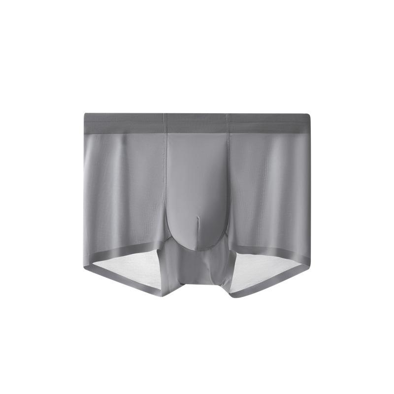 Men's Cool Ice Silk Mid-Waist Seamless Underwear - Breathable, High Elasticity, Antibacterial, Thin Design