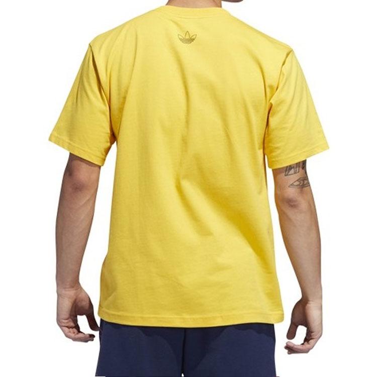 adidas Мужские футболки с принтом логотипа Originals Trefoil Art, желтые DV3280