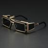 Men'S Vintage Square Fashion Glasses - Stylish Zinc Alloy Frame with Black Lenses, Includes Protective Pouch