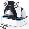 LVFAN PS5 Controller Charging PS5 Simultaneous Gamepad PS5 Peripheral Device with LED Integrated Base and White Charger, Stand, Accessories, 2-Piece
