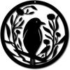 Металлическое настенное искусство «Цветок и птица» - Круглая железная скульптура 30 см, Настенный декор для подвешивания, Произведение искусства и Декоративная наклейка на стену