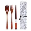 3Pcs Wooden Spoon Fork Chopsticks Cutlery Set Portable Dinnerware Set Dessert Soup Spoon Dining Fork Sushi Chop Sticks Tableware