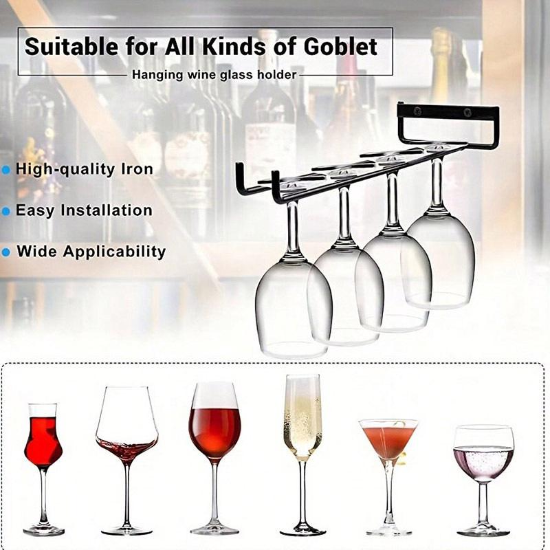 Настенный держатель для бокалов с винтами, кухонный держатель для винных бокалов, подвеска для чашек, подвесная стойка для бокалов, полка для хранения для бара, кухни