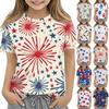 Детская модная повседневная футболка с коротким рукавом и принтом «День независимости» с круглым вырезом
