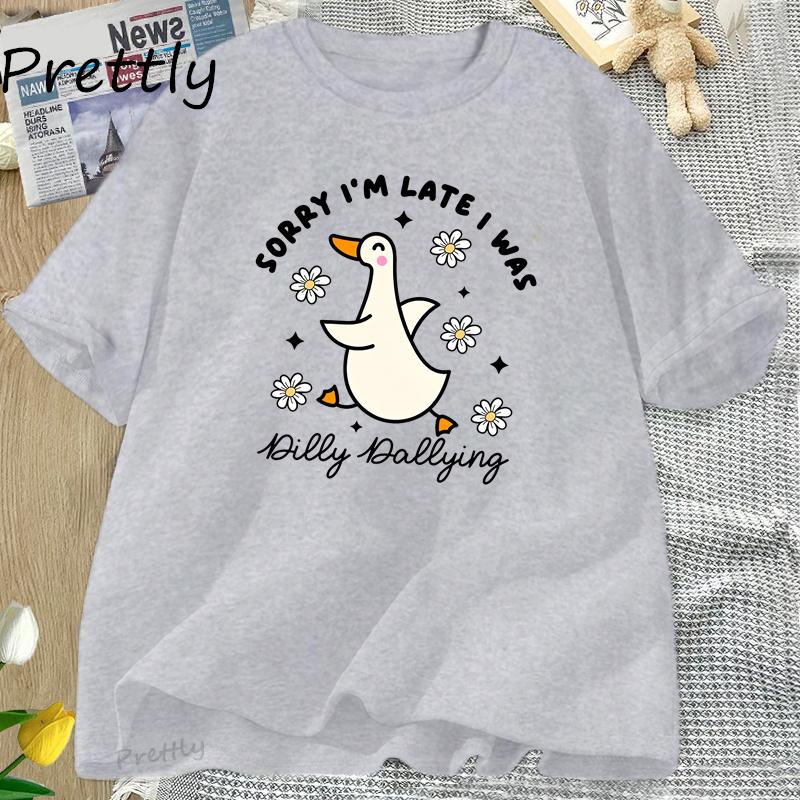 Kids T Shirt Funny Goose T-Shirt Graphic Tee Animal Humor Cute Goose Tee Girl Baby 2-14Y Clothing