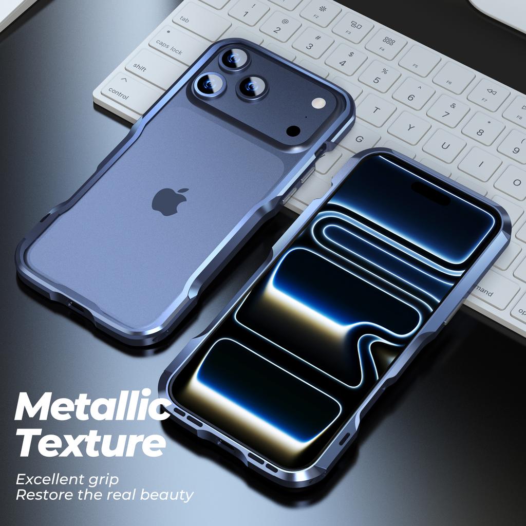 LUPHIE For iPhone 17 Pro Max Case Metal Bumper Frame Shockproof Phone Cover