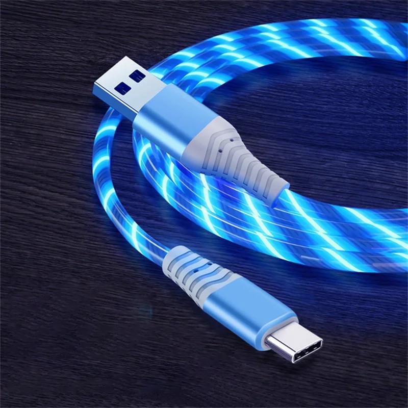 Flow Luminous USB Type C Cable 5A Fast Charge Data Cable Fast Charger Cable Lighting LED Cable for Samsung Xiaomi IPhone Micro