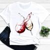 Women's Vintage Tee Color Wine Glass Print a Generation Hair Base Shirt Trend Aesthetic Graphic T Shirts Casual Tops
