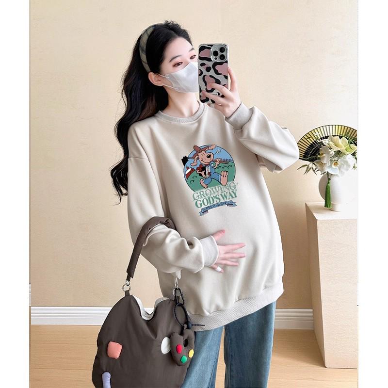 Мода для беременных Осень/Зима 2025 Свитшот с закрывающим живот и джинсы, комплект из двух предметов