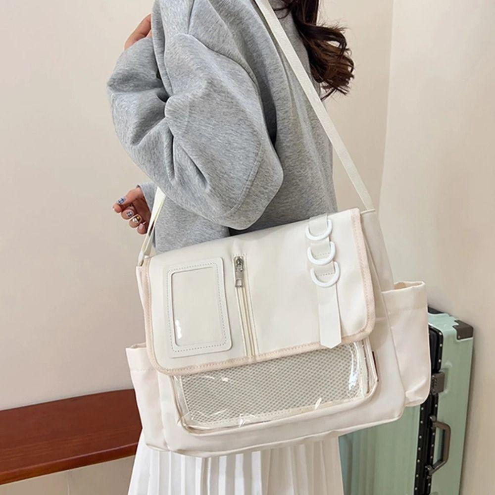 Японская школьная сумка Харадзюку Однотонная сумка через плечо Универсальная сумка-мессенджер Женская