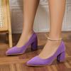 Осень и зима новые сексуальные туфли-лодочки с острым носком на высоком каблуке, профессиональные женские туфли на толстом каблуке, одинарные туфли