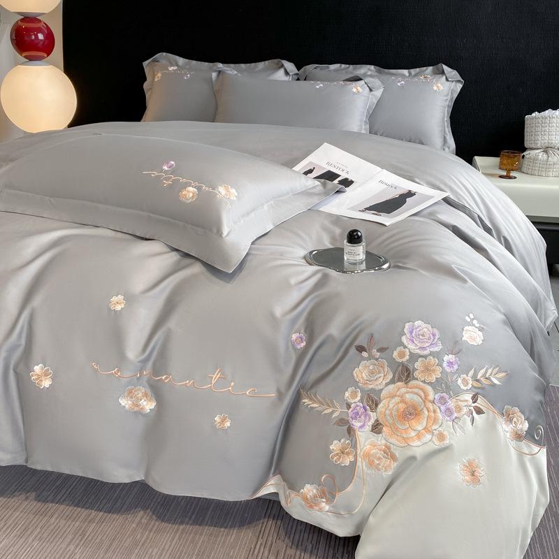 Роскошный вышитый комплект постельного белья из длинноволокнистого хлопка - Серия "Мечта" (4 шт)