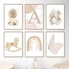 Бохо мультфильм медведь слон бабочка радуга настенное искусство холст картины скандинавские постеры и принты настенные картины декор детской комнаты