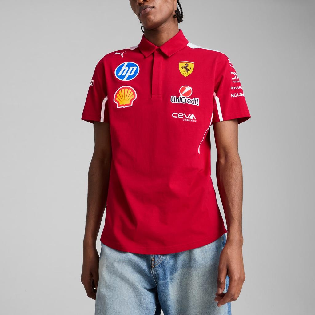 Puma Ferrari Racing Series Ss25 Мягкая Удобная Приятная к коже Дышащая Футболка-поло с коротким рукавом Мужские Футболки-поло Насыщенно-красный 76394401