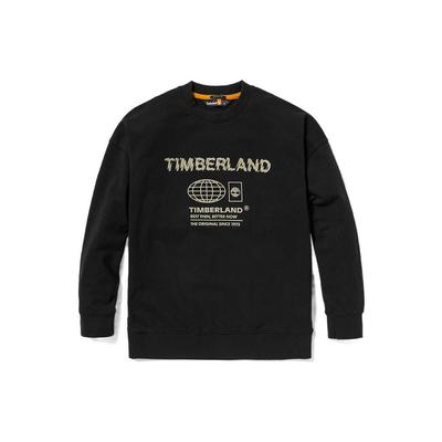 Timberland Свободная повседневная толстовка с капюшоном с принтом букв, унисекс, черная A6QG5-001