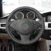 Car Steering Wheel Cover Leather Trim For BMW 5 6 Series E60 E61 Touring 545i 550i E63 Coupe E64 630i 650i 03-10 Red Blue Line
