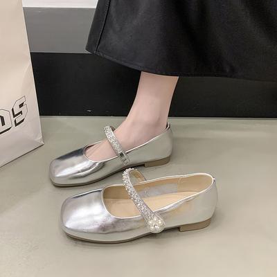 Туфли Мэри Джейн с пустыми стразами женские 2025 лето новые универсальные толстый каблук высокие каблуки ретро пряжка одинарные туфли