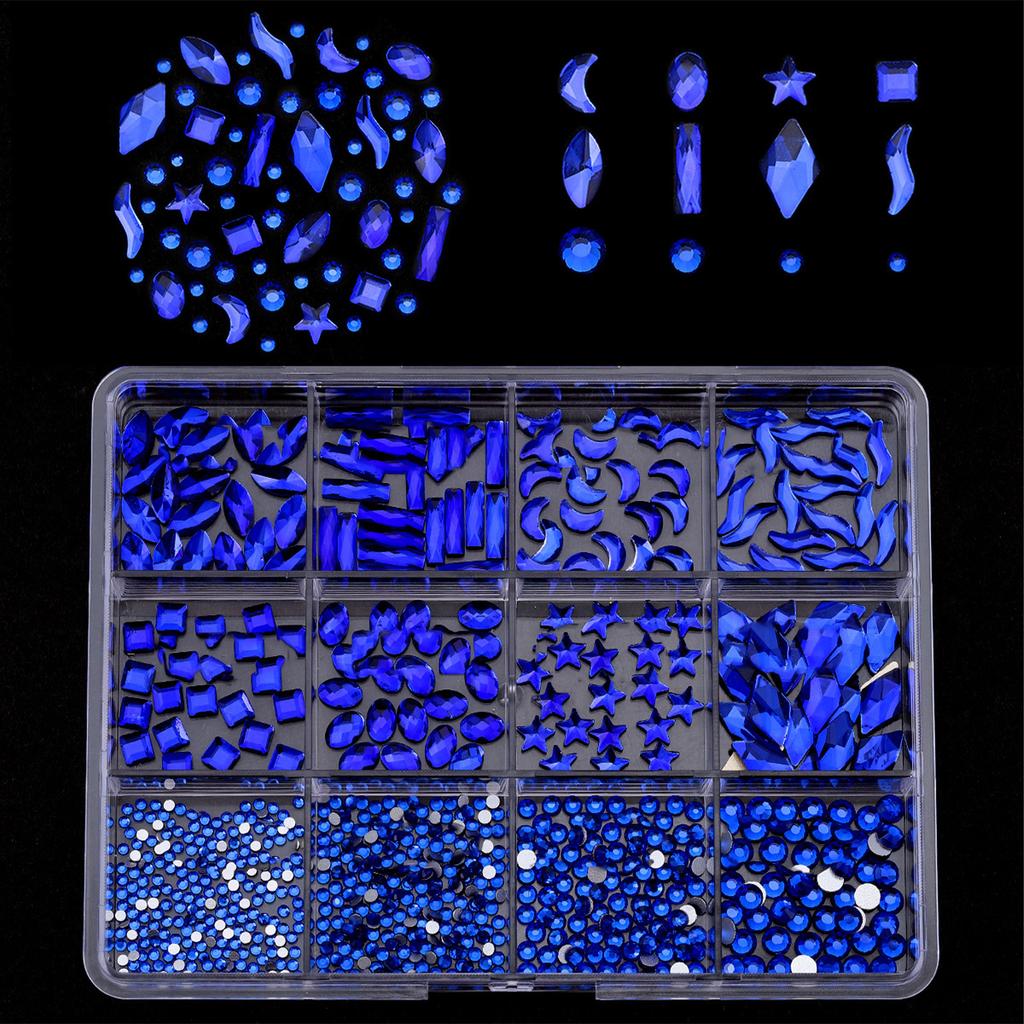 1Box 3D Nails Charm Mixed Size Glass Nails Stones with Flatback Rhinestones Crafts Nails Art for Nails Enthusiasts