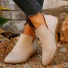 Fashion 2024womens Winter New Fashion  Designer Simple Solid Color Womens Boots PU Leather Outdoor Leisure Office Ladies Nude Boots