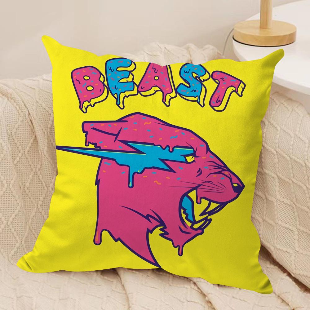 Funny MrBCute BBeasts Cushion Cover Short plush Doublesided Print Square Throw Pillow Covers Sofa Home Cushion Decor