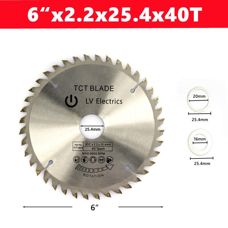 1 шт. пильное полотно для деревообработки TCT 6 дюймов x 2,2 x 25,4 x 40T/60T многофункциональный круглый отрезной диск для резки инструментов для резки дерева