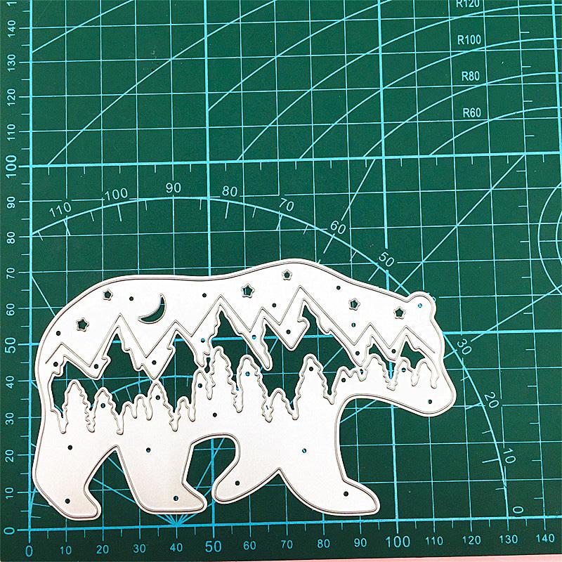 Медведь и северный олень, рождественский олень, металлические трафареты для скрапбукинга, тиснение, трафареты для изготовления карт, ремесленный декор