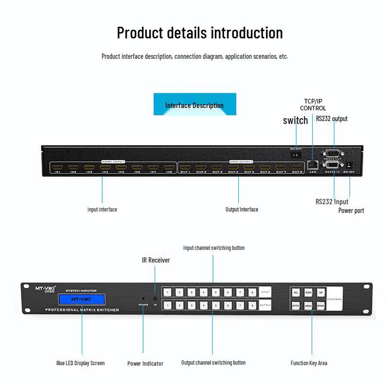 MT-viki 4K HDMI Матричный коммутатор 8x8
