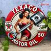 Старинный знак Texaco Oil. 7,8-дюймовый круглый погодостойкий алюминиевый светильник для гаража, крыльца или кофейни.
