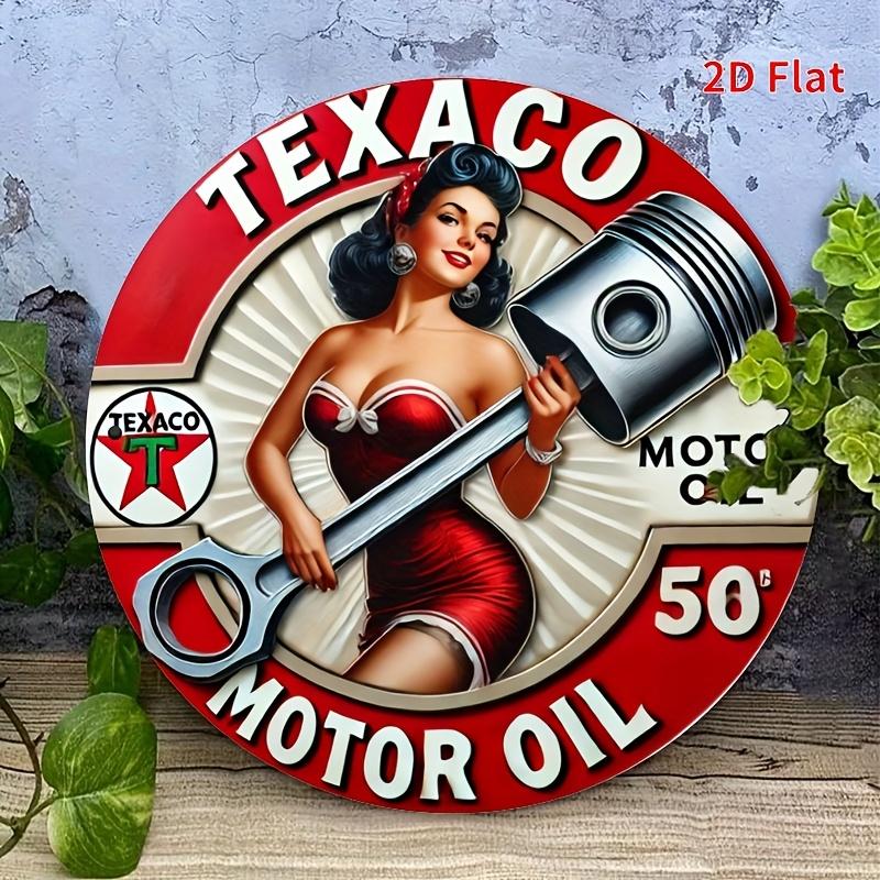 Старинный знак Texaco Oil. 7,8-дюймовый круглый погодостойкий алюминиевый светильник для гаража, крыльца или кофейни.